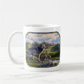 Mutter Wolf & Welpen Bergflusstal Kaffeetasse (Links)