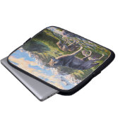 Mutter Wolf & Welpen Bergflusstal Laptopschutzhülle (Vorne Knopf)