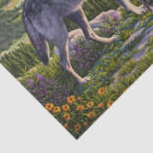 Mutter Wolf & Welpen Bergflusstal Seidenpapier (Detail)