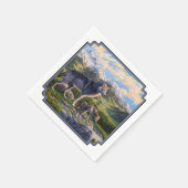 Mutter Wolf & Welpen Bergflusstal Serviette (Ecke)