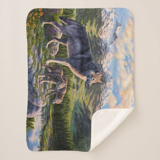 Mutter Wolf & Welpen Bergflusstal Sherpadecke (Vorderseite)