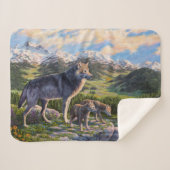 Mutter Wolf & Welpen Bergflusstal Sherpadecke (Vorderseite (Horizontal))