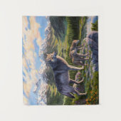 Mutter Wolf & Welpen Bergflusstal Wandteppich (Vorderseite)