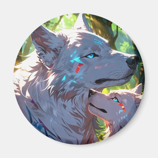 MUTTER-WOLF-ZUNEIGUNG MAGNET (Vorne)