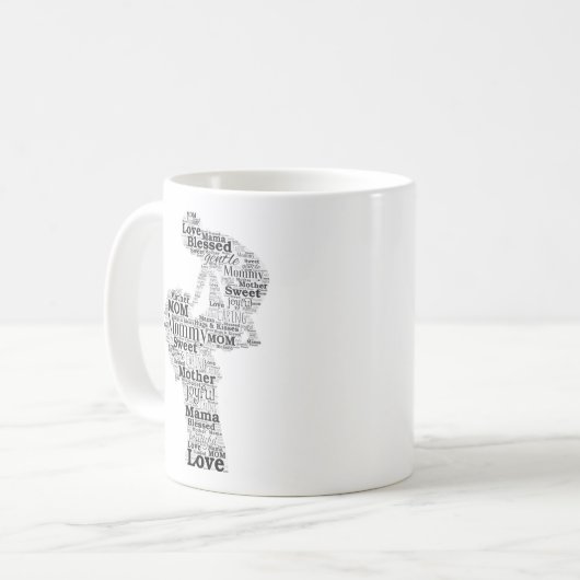Mutter Word Art Kaffeetasse (Vorderseite Links)