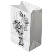 Mutter Word Art Mittlere Geschenktüte (Vorderseite Schrägansicht)