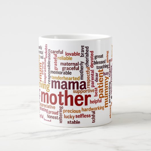 Mutter-Wort-Wolke Jumbo-Tasse (Vorderseite)