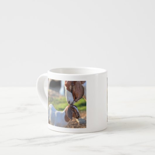 Mutter-Ziege u. Baby Espressotasse (Vorderseite Links)