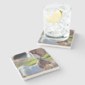 Mutter-Ziege u. Baby Steinuntersetzer (Seitenansicht)