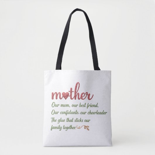 Mutter Zitat Tribute Tasche (Vorderseite)
