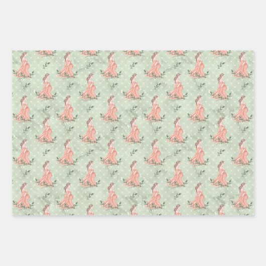 Mutter zu sein schwanger Rosa Grün und Tan Geschenkpapier Set (Vorderseite)