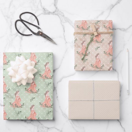 Mutter zu sein schwanger Rosa Grün und Tan Geschenkpapier Set (Vorderseite)
