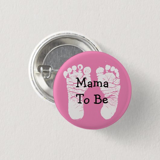 Mutter, zum rosa Fooprint Babyparty-Knopf zu sein Button (Vorne & Hinten)