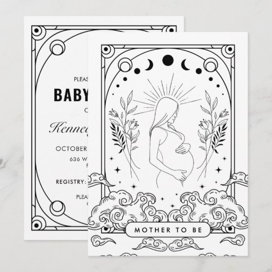 Mutter zur Einladung zur Kinderdusche (Vorne/Hinten)