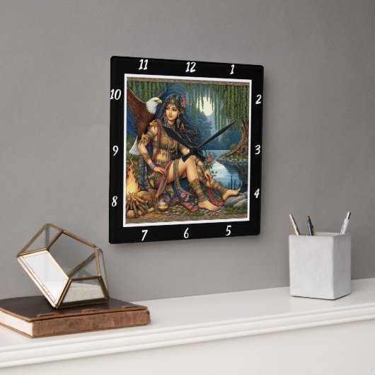 Mutterabende: Eagle's Shadow Star's Brilliance Quadratische Wanduhr (Büro)