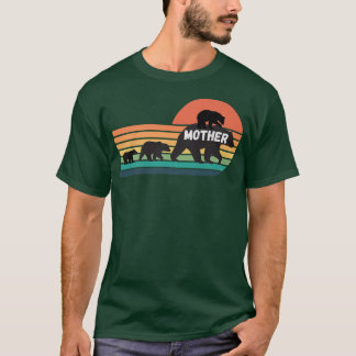 Mutterbär mit Cubs Vintager Sonnenuntergang - Retr T-Shirt
