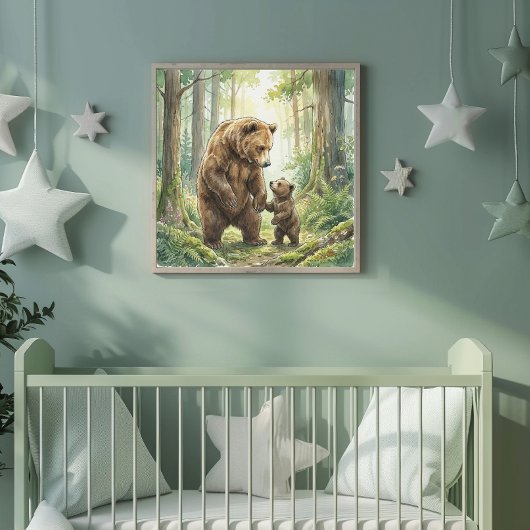 Mutterbär- und Jungtier-Kinderstube Poster