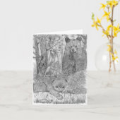 Mutterbär und Küken Karte (Gelbe Blume)