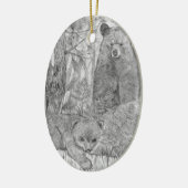 Mutterbär Watching Cub Keramik Ornament (Links)