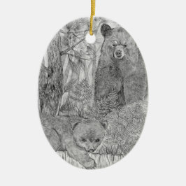 Mutterbär Watching Cub Keramik Ornament