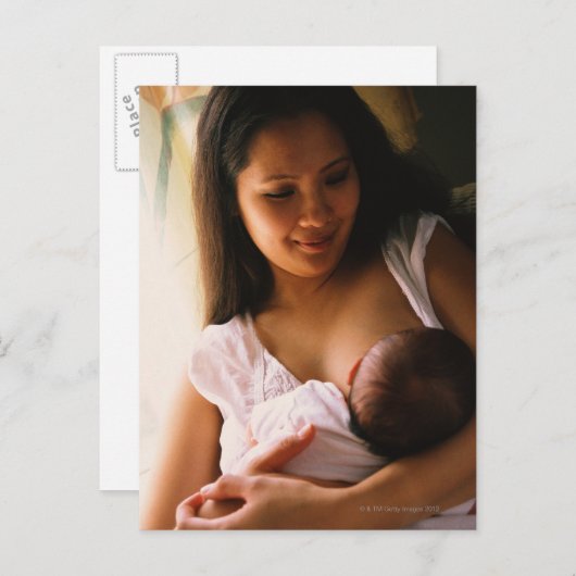 Mutterbrasse Fütternd Neugeborene Postkarte (Vorne/Hinten)
