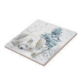 Mütterchen des müden Polarbären mit Babys Fliese (Seite)