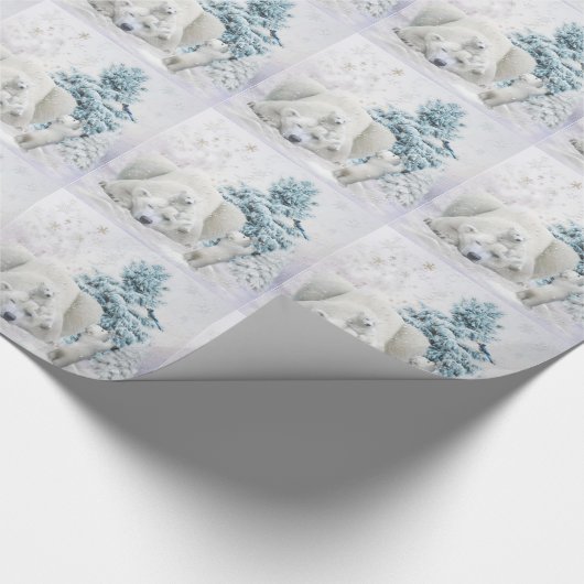 Mütterchen des müden Polarbären mit Babys Geschenkpapier (Ecke)