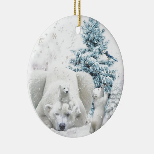 Mütterchen des müden Polarbären mit Babys Keramikornament (Rechts)