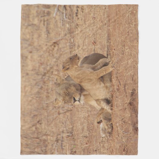 Mutterdecke aus Löwe und Gurtflocken Fleecedecke (Vorderseite)