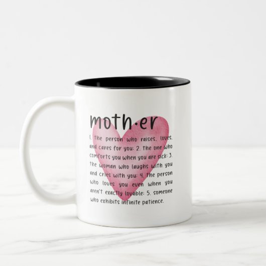 Mutterdefinition Kaffee Tasse mit rosa Herz (Links)