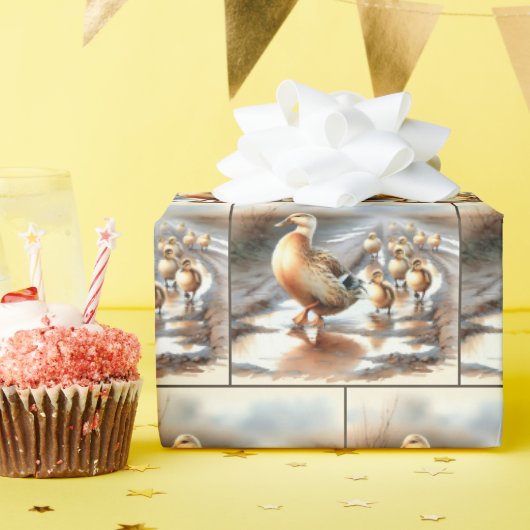 Mutterduck mit Ducklein Geschenkpapier (Geburtstagsparty)