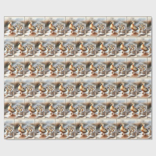 Mutterduck mit Ducklein Geschenkpapier (Flach)