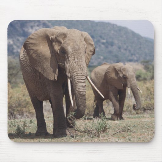 MutterElefant, der mit Elefantenkalb spaziert Mousepad (Vorne)