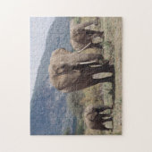Mutterelefant geht mit Elefantenkalb Puzzle (Vertikal)