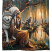 Mutterfrau reflektiert durch den Dämmersee Duschvorhang (Vorderseite)