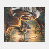 Mutterfrau reflektiert durch den Dämmersee Fleecedecke (Vorderseite (Horizontal))