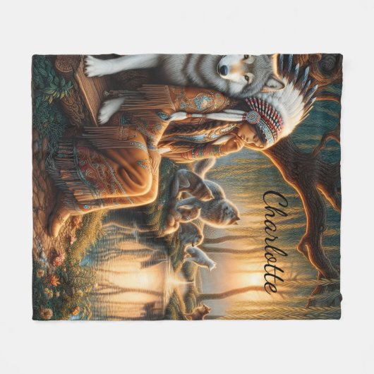 Mutterfrau reflektiert durch den Dämmersee Fleecedecke (Vorderseite (Horizontal))