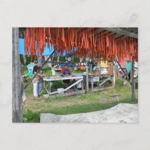 Mutterfrauen bereiten Lachs zum Trocknen in Alaska Postkarte