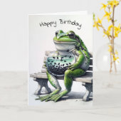 Mutterfrosch mit Kaulquappen in Fischschüssel Karte (Gelbe Blume)