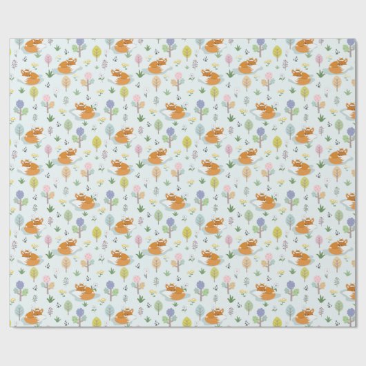 Mutterfuchs Baby Fox schlafen im Wald Geschenkpapier (Flach)