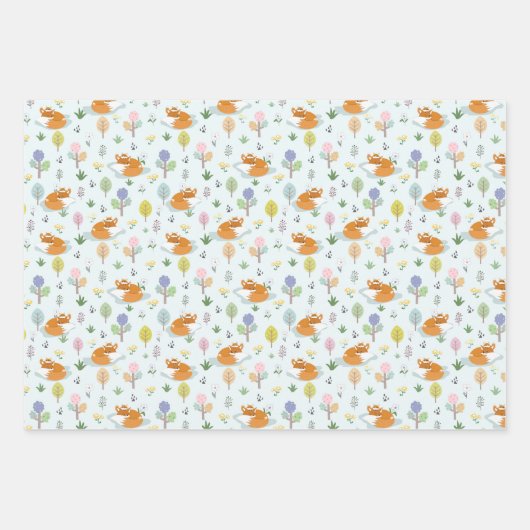 Mutterfuchs Baby Fox schlafen im Wald Geschenkpapier Set (Vorderseite 3)