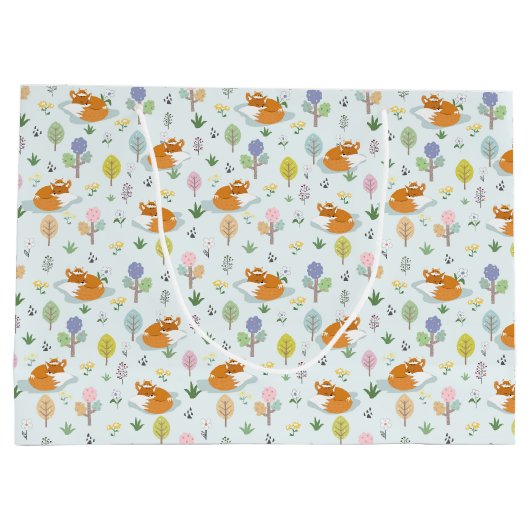 Mutterfuchs Baby Fox schlafen im Wald Große Geschenktüte (Rückseite)