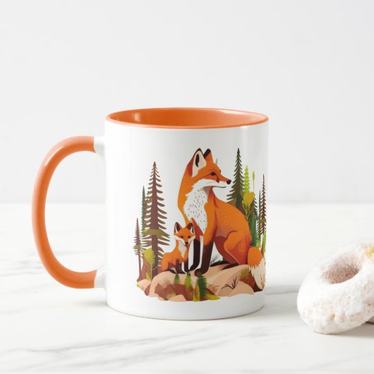 Mutterfuchs und -kit tasse (Mit Donut)