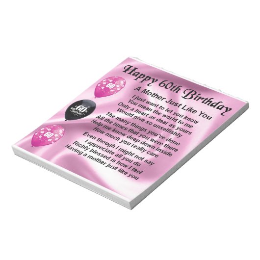 Muttergedicht - 60. Geburtstag Notizblock (Rotiert)