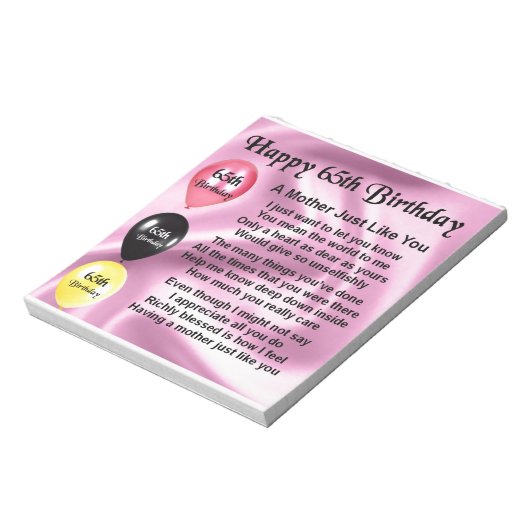 Muttergedicht - 65. Geburtstag Notizblock (Rotiert)