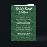 Muttergedicht Karte<br><div class="desc">Auf meine liebe Mutter entwerfen Muttertag oder Muttertagskarte.</div>