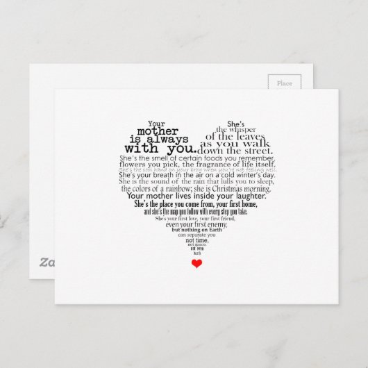 Muttergedicht Postkarte (Vorne/Hinten)