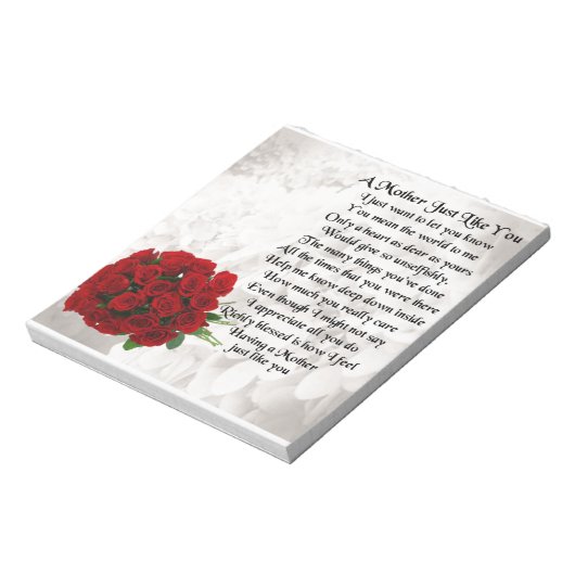Muttergedicht - Rote Rosen Design Notizblock (Rotiert)