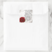 Muttergedicht - Rote Rosen Design Quadratischer Aufkleber (Tasche)