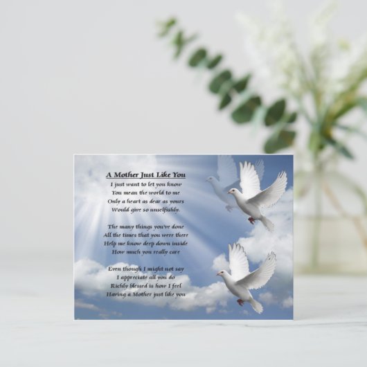 Muttergedicht - Tauben Postkarte (Stehend Vorderseite)